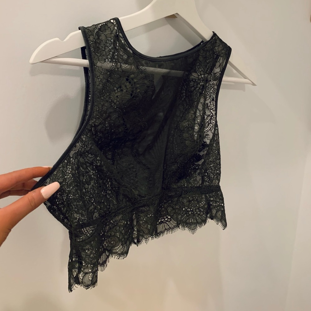 Olive Lace Tank; Sheer!